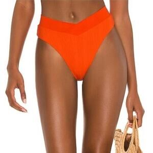 L*Space Pointelle Rib Court Bitsy Bikini Bottom in Poppy Orange Size XS NWOT